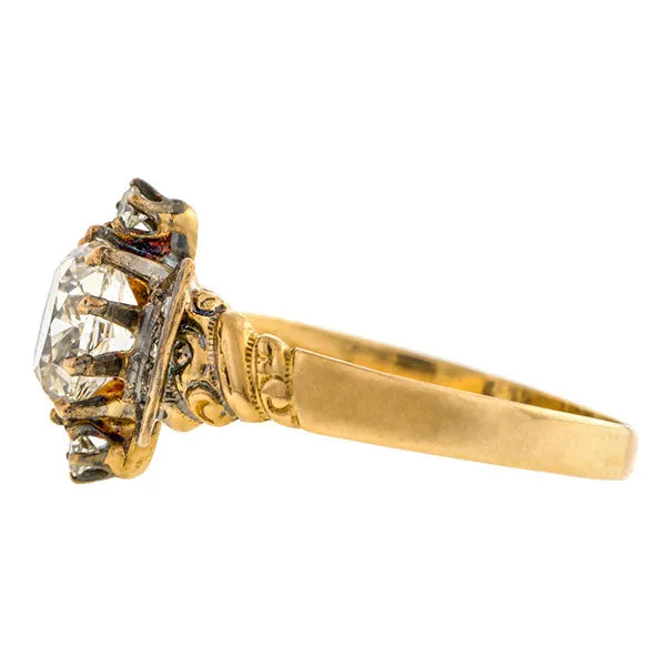 Victorian Engagement Ring, Cushion Cut 1.26ct.