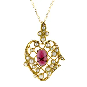 Victorian Garnet & Pearl Pendant