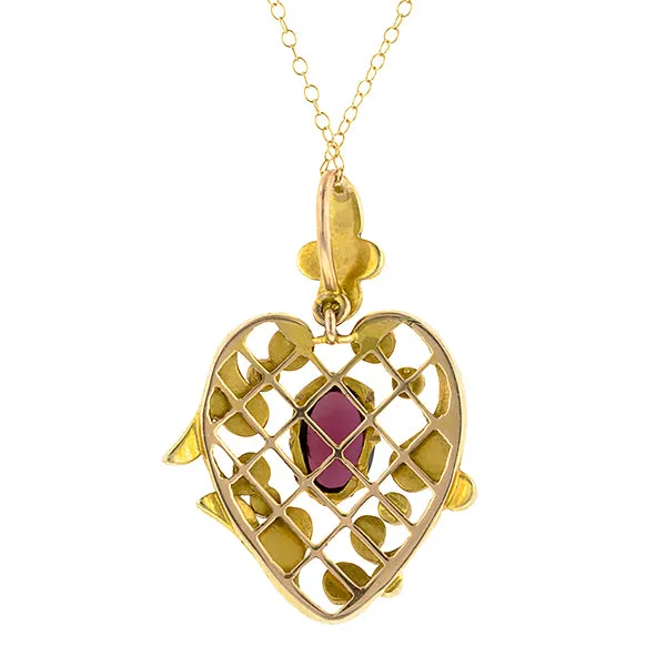 Victorian Garnet & Pearl Pendant