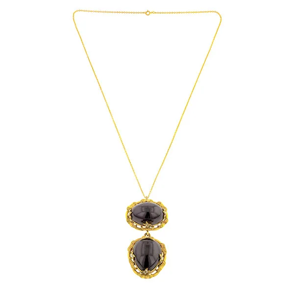 Victorian Garnet Carbuncle & Rose Cut Diamond Pendant