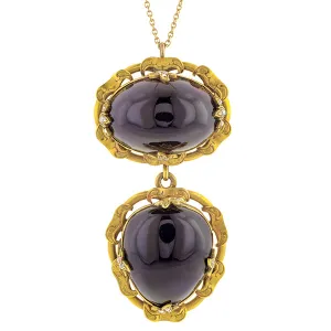 Victorian Garnet Carbuncle & Rose Cut Diamond Pendant