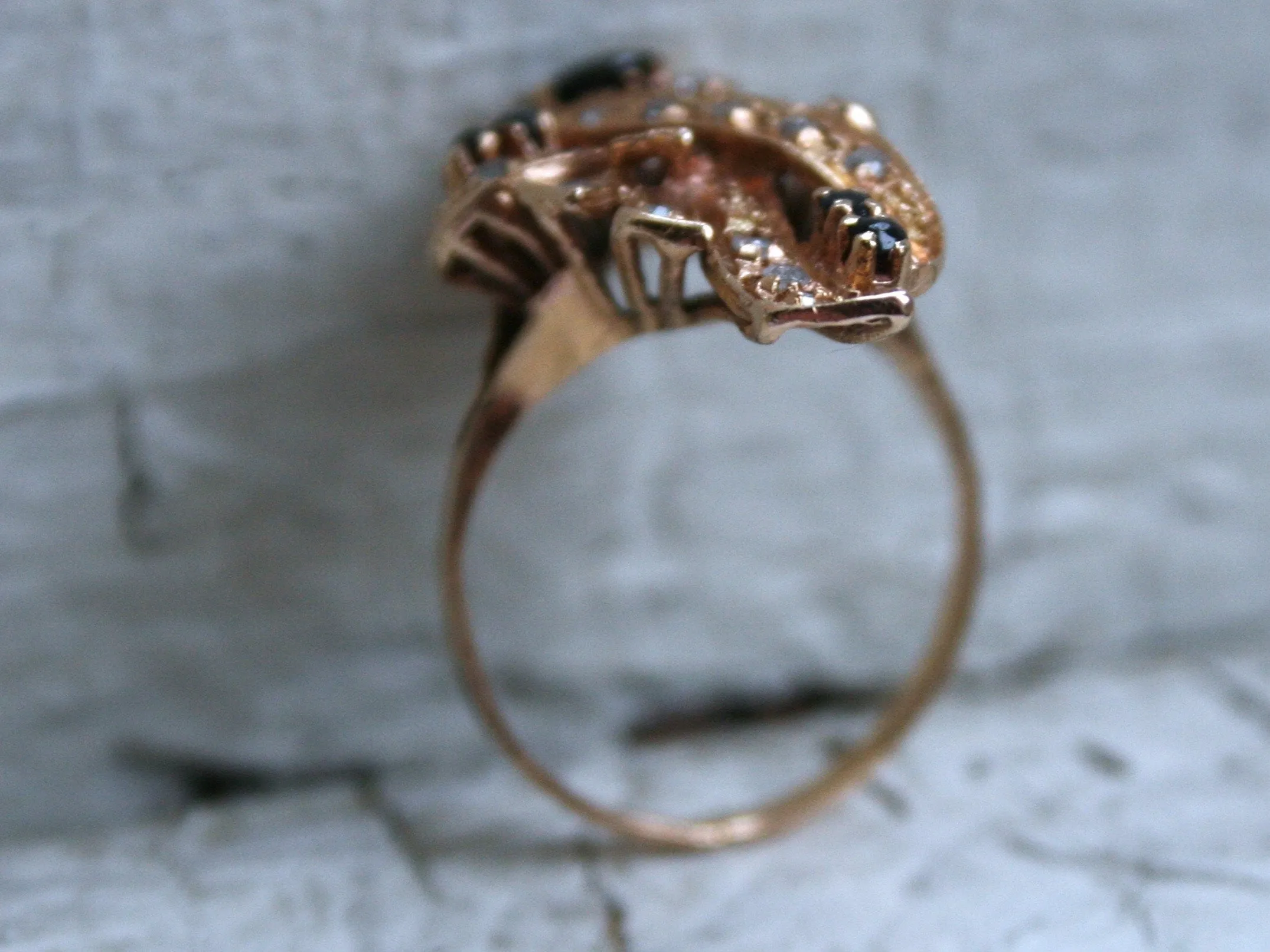 Vintage 14K Rose Gold Diamond and Sapphire Cluster Ring - 0.99ct.