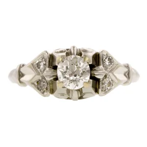 Vintage Diamond Engagement Ring, Old Euro 0.38ct