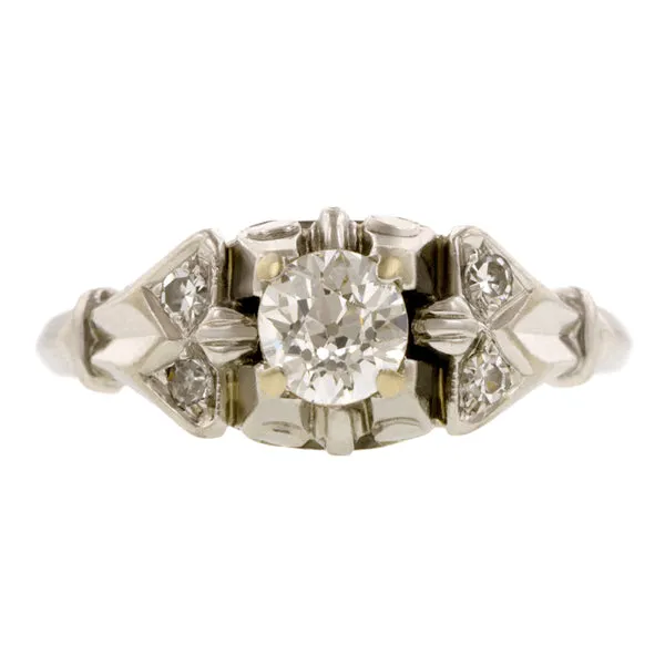 Vintage Diamond Engagement Ring, Old Euro 0.38ct