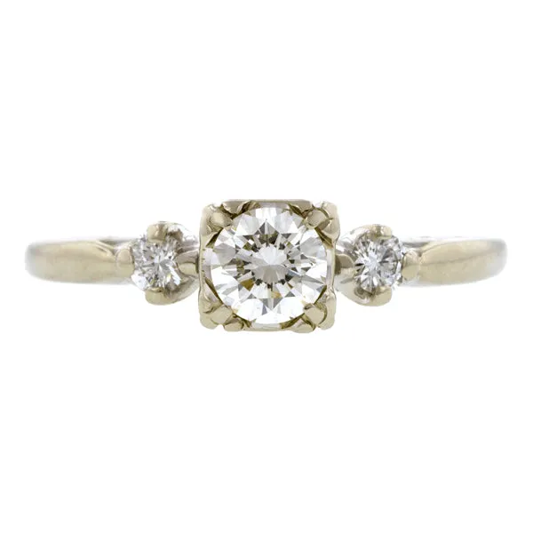 Vintage Diamond Engagement Ring, RBC 0.35ct