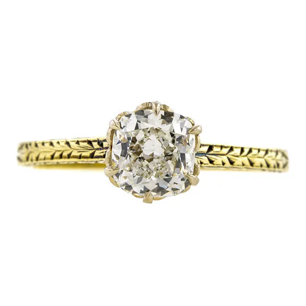 Vintage Engagement Ring, Cushion 1.10ct