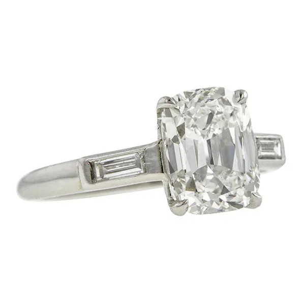 Vintage Engagement Ring, Cushion Cut Diamond 2.09ct.