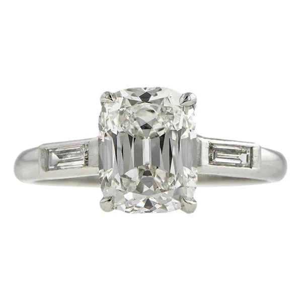 Vintage Engagement Ring, Cushion Cut Diamond 2.09ct.