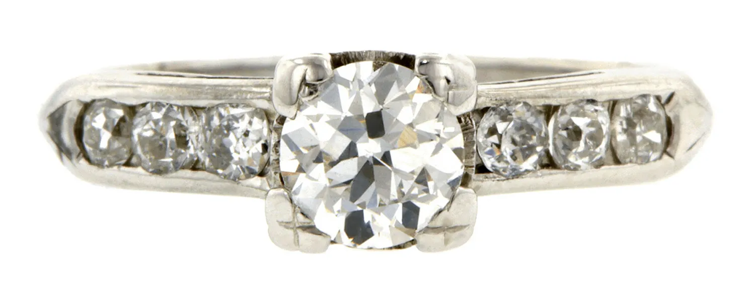 Vintage Engagement Ring, Old Euro 0.62ct