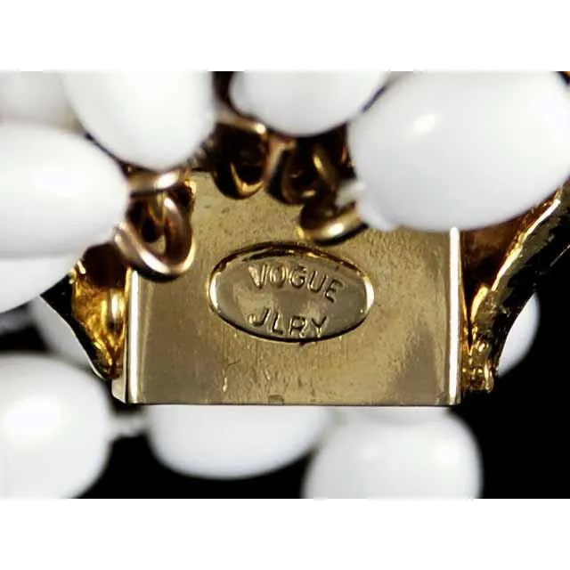 Vintage  Estate Jewelry Necklace Choker White-White Beads Vogue 1950S
