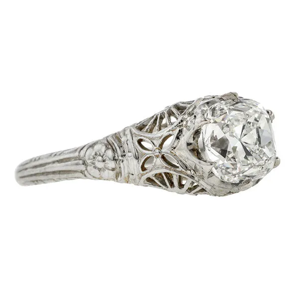 Vintage Filigree Engagement Ring Cushion 1.15ct