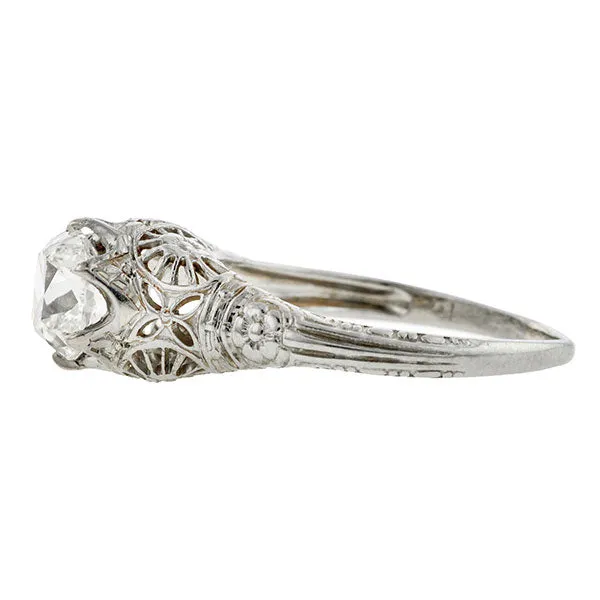 Vintage Filigree Engagement Ring Cushion 1.15ct