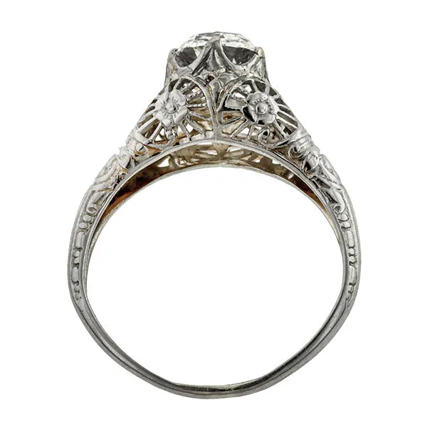 Vintage Filigree Engagement Ring Cushion 1.15ct