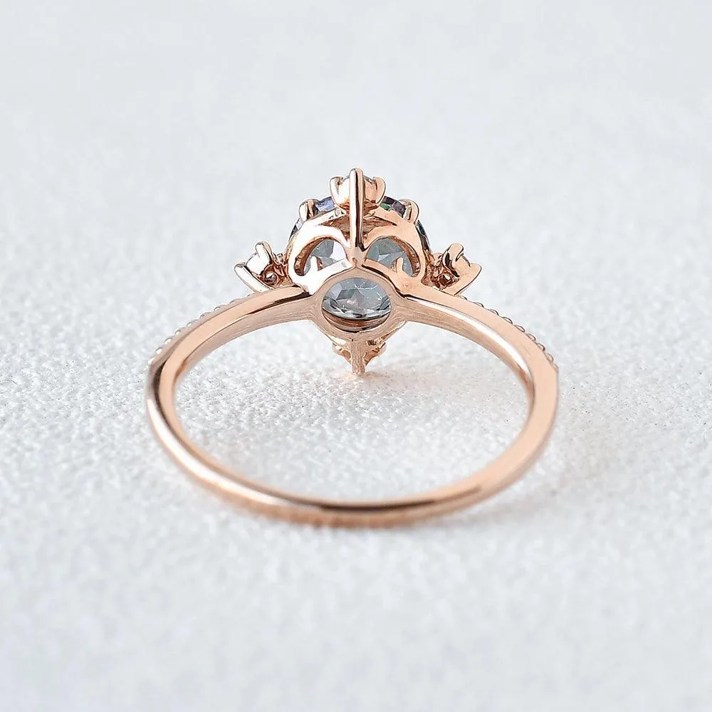 Vintage Inspired Mystic Topaz & Moissanite Rose gold Ring