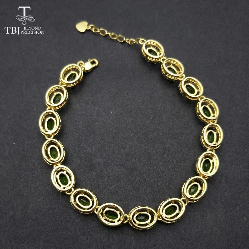 Vintage Long Natural Russia Chrome Diopside Gemstone Bracelet