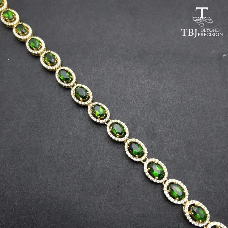 Vintage Long Natural Russia Chrome Diopside Gemstone Bracelet
