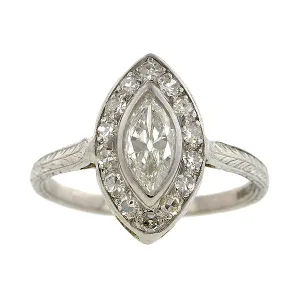 Vintage Marquise Engagement Ring, Marquise 0.56ct