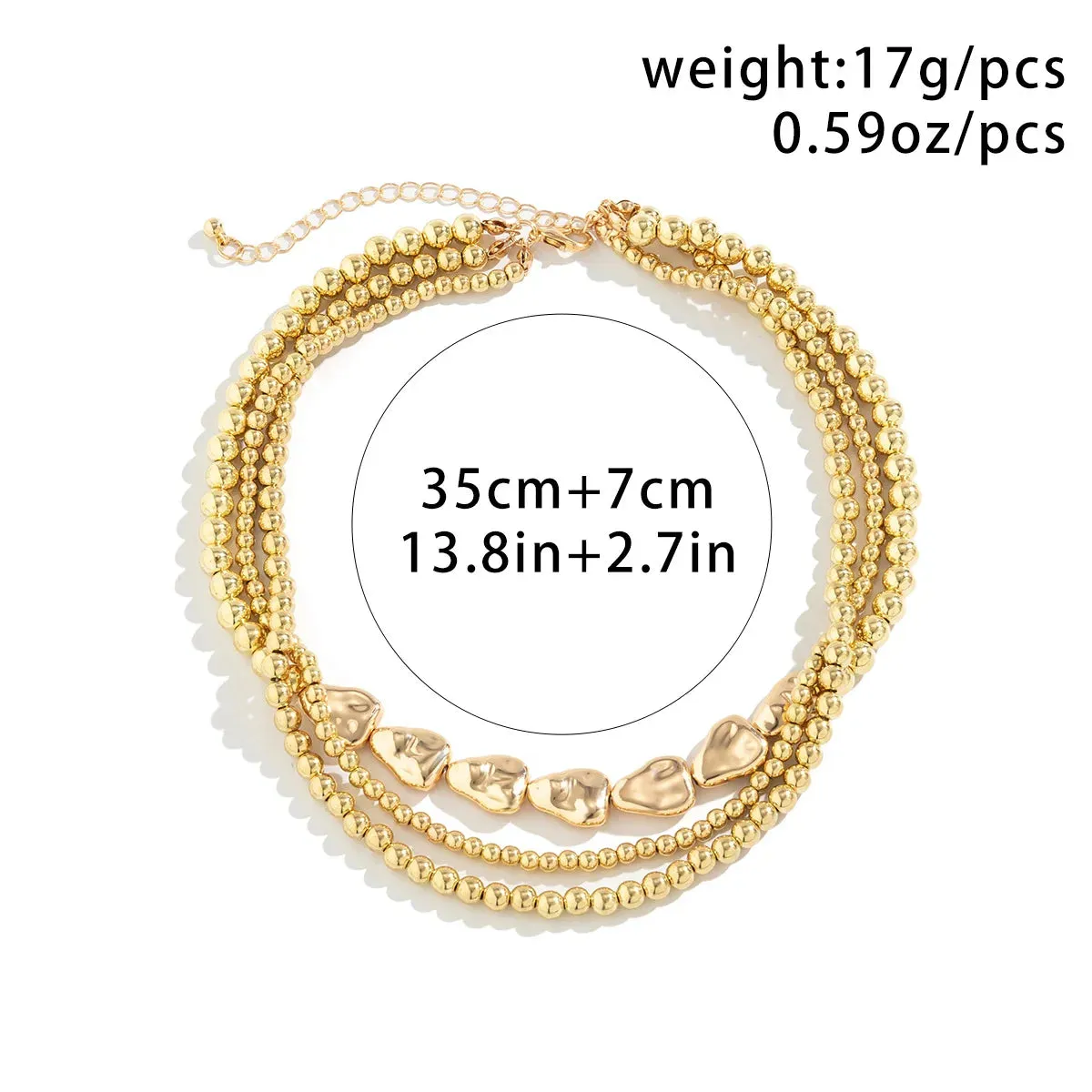 Vintage Multilayer CCB Ball Chain Necklace for Women Fashion Statement Punk Short Choker Necklaces Grunge Jewelry Steampunk