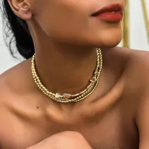 Vintage Multilayer CCB Ball Chain Necklace for Women Fashion Statement Punk Short Choker Necklaces Grunge Jewelry Steampunk