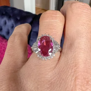 Vintage Pink Sapphire & Diamond Ring, 1.93ct.