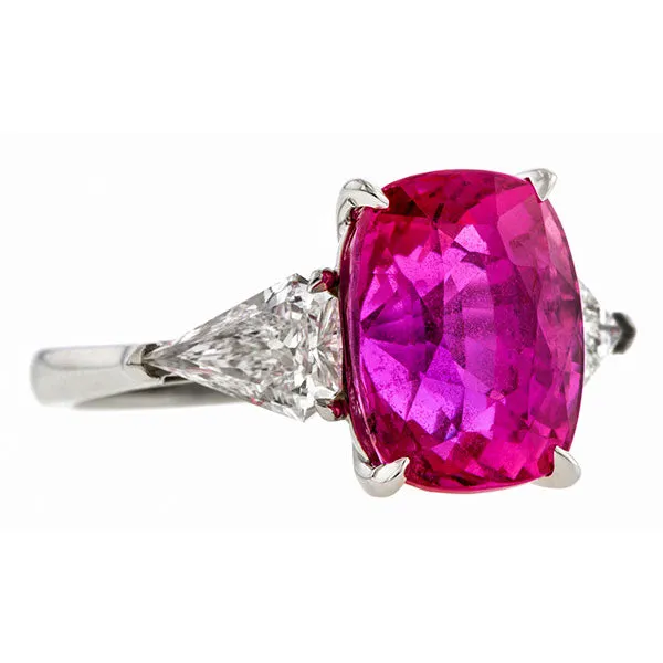 Vintage Pink Sapphire & Diamond Ring
