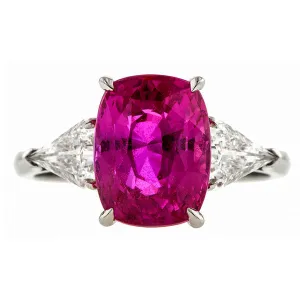 Vintage Pink Sapphire & Diamond Ring