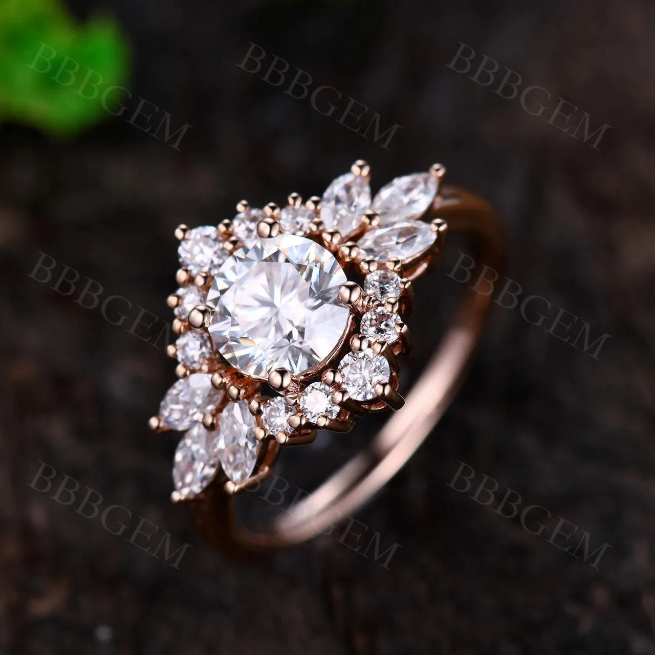 Vintage Round Cut Moissanite Engagement Ring 1.0CT in Solid Rose Gold