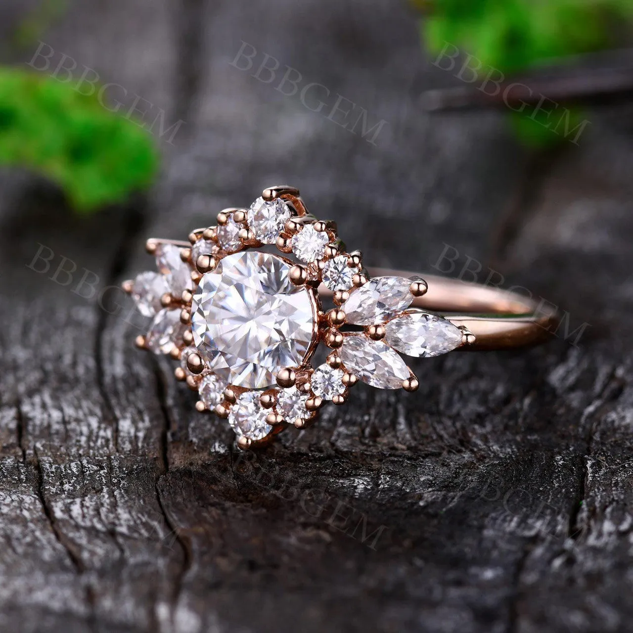 Vintage Round Cut Moissanite Engagement Ring 1.0CT in Solid Rose Gold
