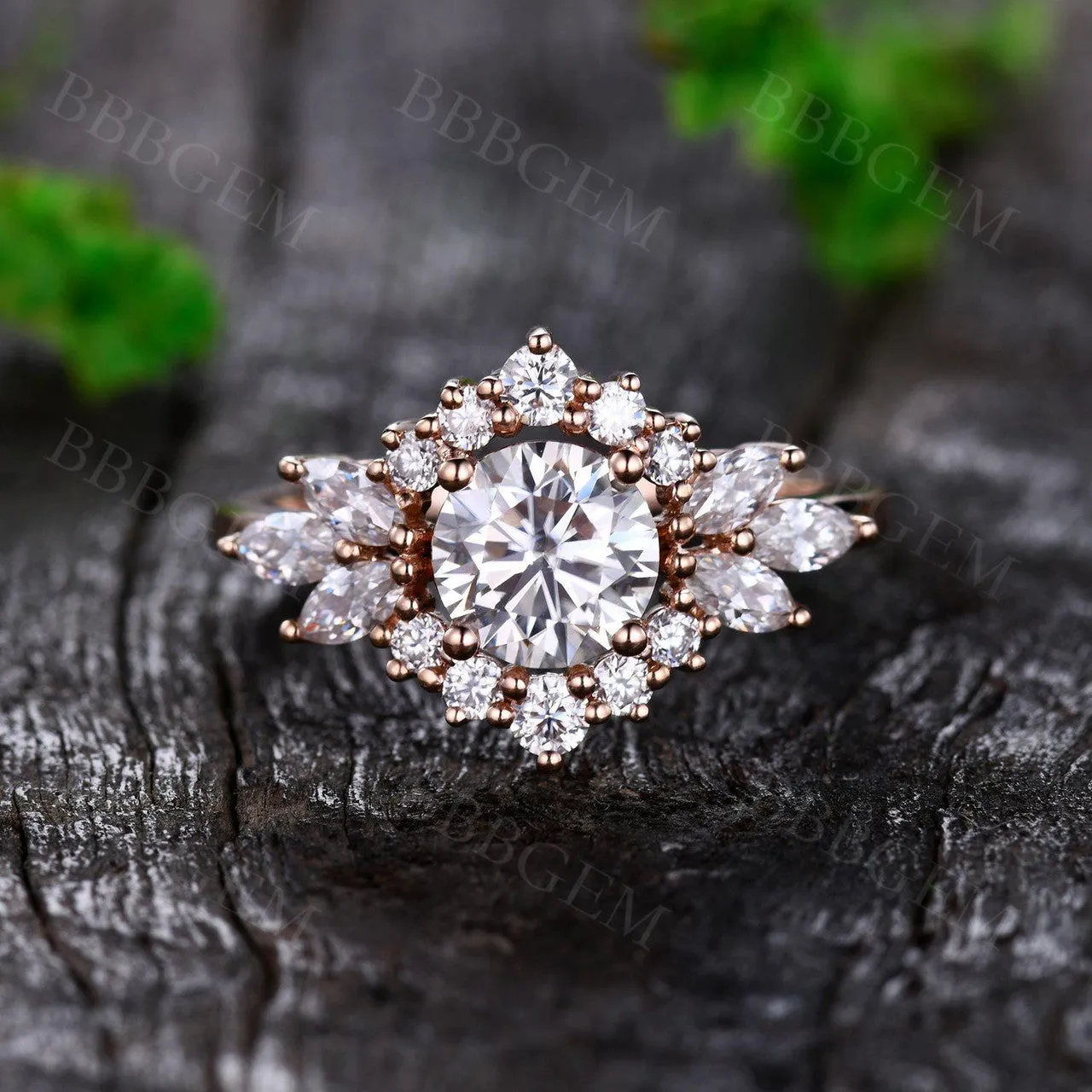 Vintage Round Cut Moissanite Engagement Ring 1.0CT in Solid Rose Gold