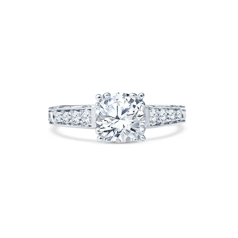 Vintage Style Hand Engraved Engagement Rings with Fishtail Setting
