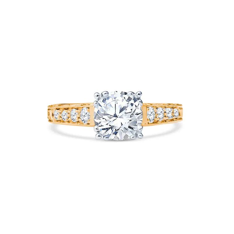 Vintage Style Hand Engraved Engagement Rings with Fishtail Setting