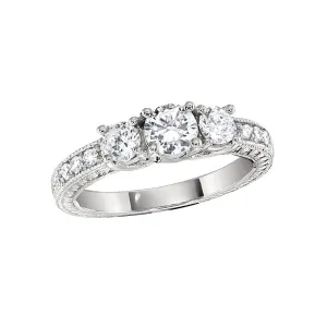 Vintage Style Three Stone Engagement Rings - Complete Diamond Ring