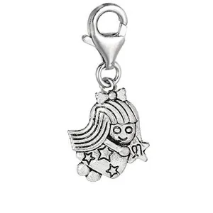 Virgo Zodiac Clip On For Bracelet Charm Pendant for European Charm Jewelry w/ Lobster Clasp
