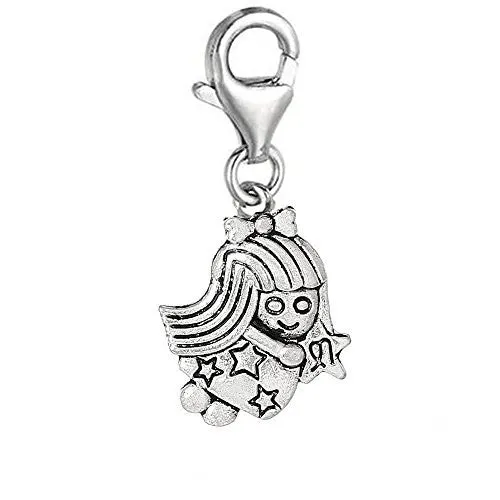 Virgo Zodiac Clip On For Bracelet Charm Pendant for European Charm Jewelry w/ Lobster Clasp