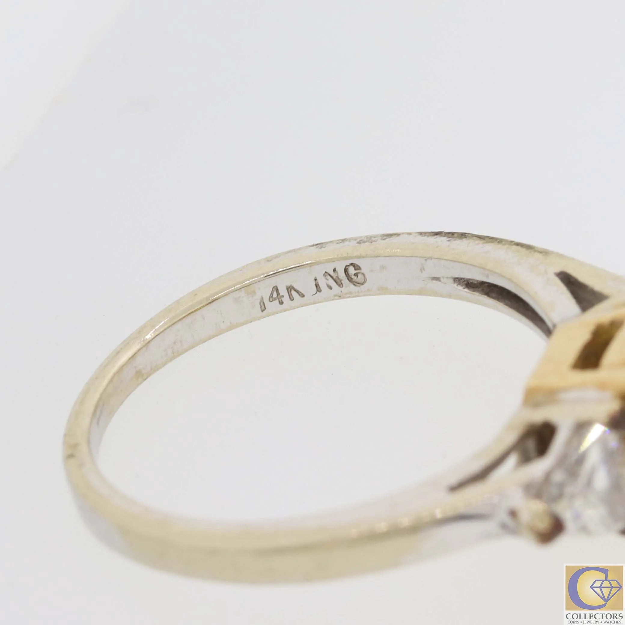 Vtg. Estate 14k White Gold 1.86ctw Fancy Yellow Trillion Diamond Engagement Ring