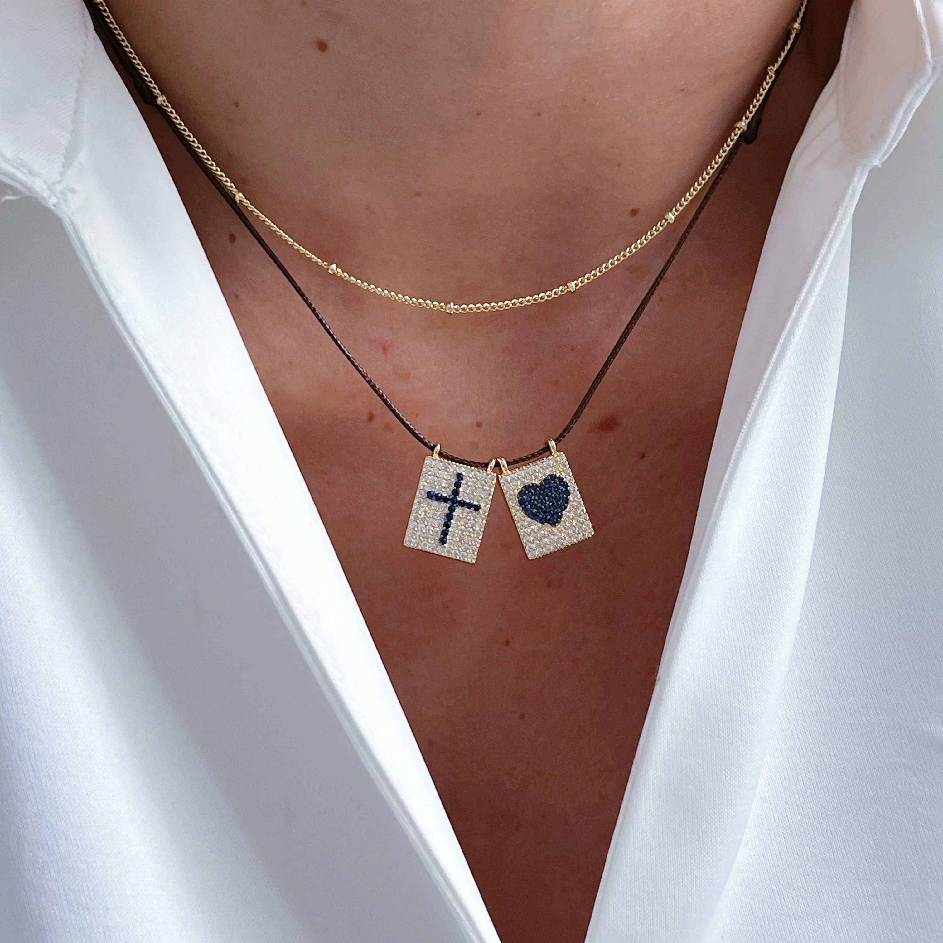 Wear Love and Faith Together Heart & Cross Double Scapular Necklace