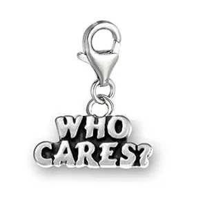 Who Cares Dangle Pendant for European Clip on Charm Jewelry w/ Lobster Clasp