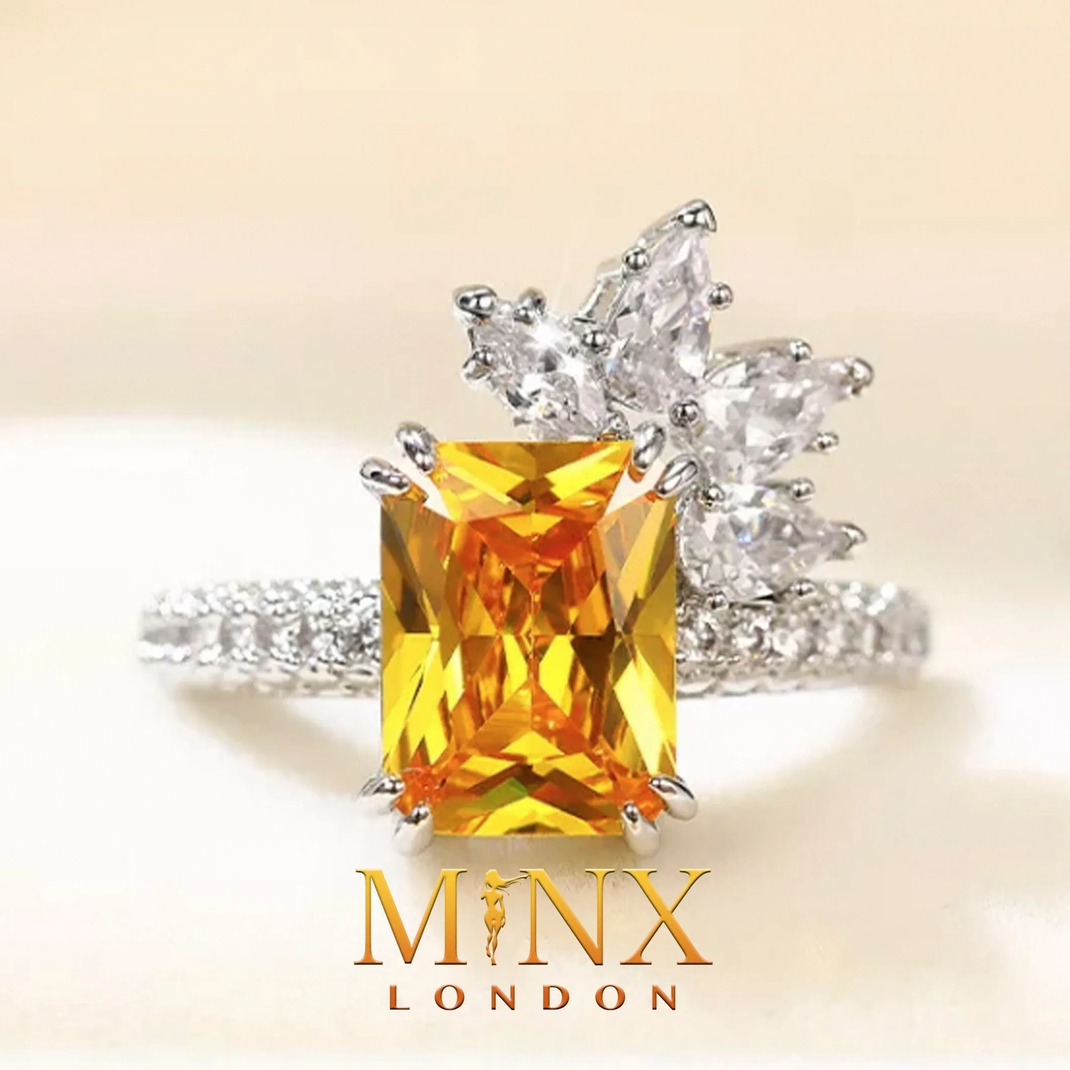 Womens Ring | Emerald Diamond Ring | Emerald Engagement Ring | Yellow Diamond Ring | Baguette Ring | Womens Engagement Ring | Cushion Ring