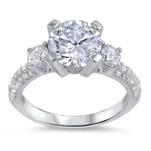 Women's Solitaire White CZ Wedding Ring New .925 Sterling Silver Band Sizes 5-10