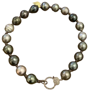 XL Tahitian Pearls w/ Diamond Clasp Choker | 16.5”