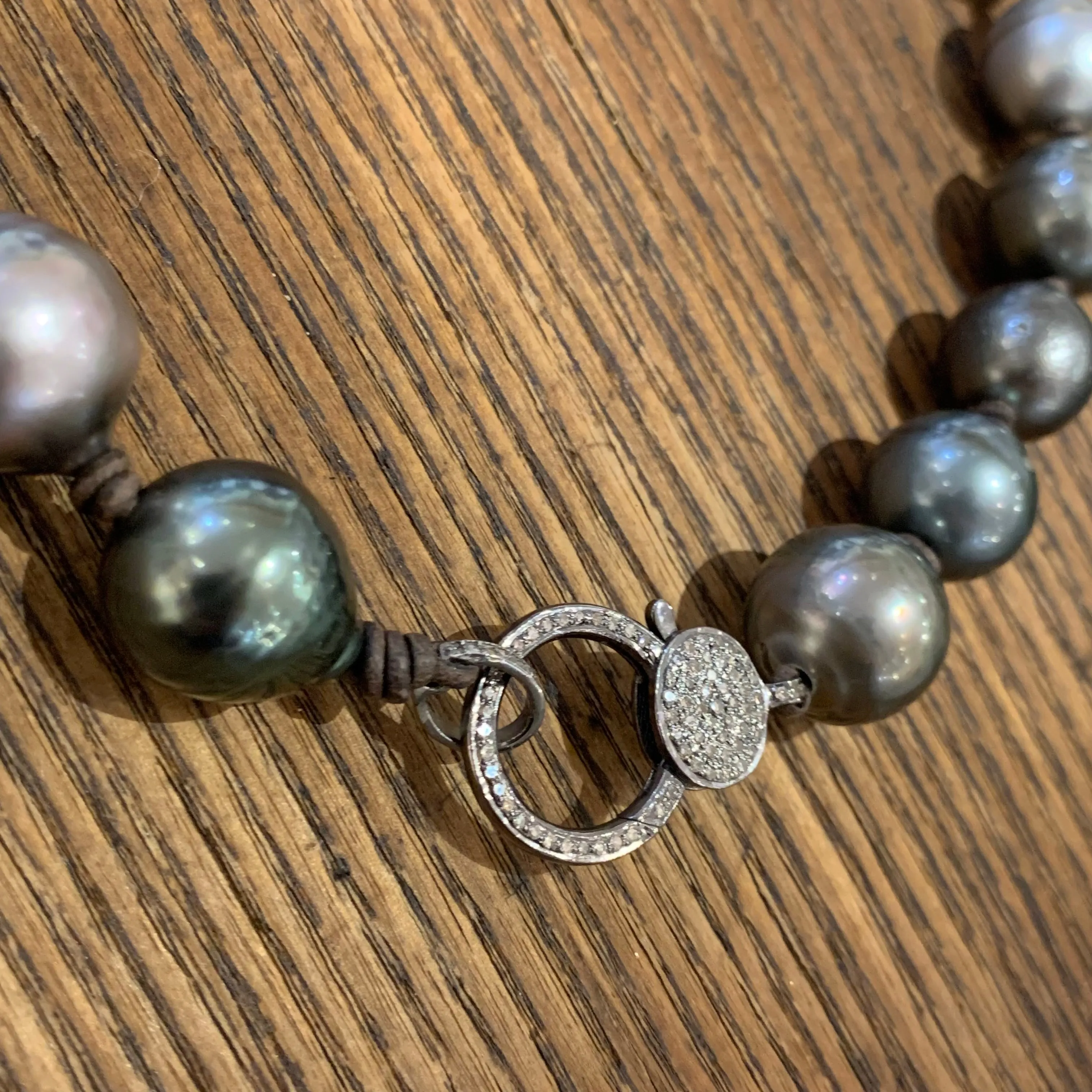 XL Tahitian Pearls w/ Diamond Clasp Choker | 16.5”