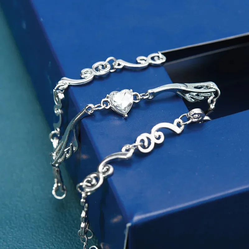Y2K Silver Color Irregualr Choker Necklace for Women Girls Love Heart Crystal Clavicle Chain Necklace