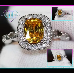 Yellow Diamond Ring | Yellow Diamond Engagement Rings | Canary Yellow Diamond Ring | Infinity Ring | Womens Engagement Ring | Halo Ring
