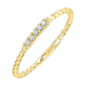 Yellow Gold Stackable Twist Diamond Band, 0.05 cttw