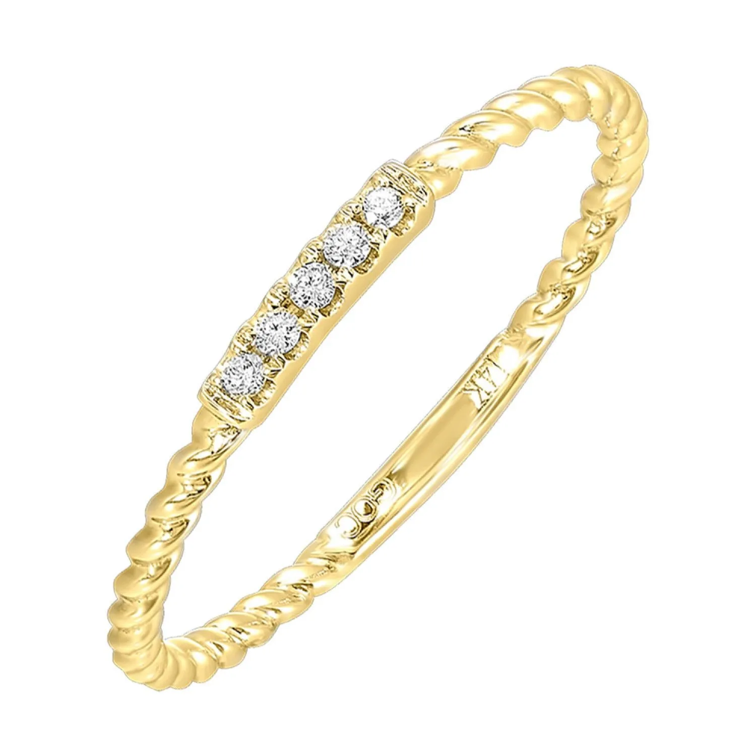 Yellow Gold Stackable Twist Diamond Band, 0.05 cttw
