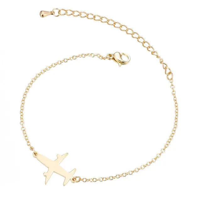 Yiustar Stainless Steel Plane Bracelet in Charm Bracelets Girls Cute Aircraft Airplane Chain Adjustable Outdoor Travel Jewelry
