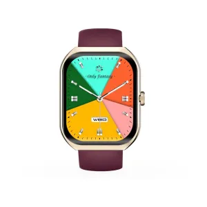 Yolo 2.1" Amoled Display Supreme  Smart Watch, IP67 Water Resistance, Gold, Maroon Strap